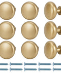 Champagne Bronze Cabinet Knobs Set Of 10 1.14 Inch Round Aluminum Alloy Drawer Pulls with screws on white background