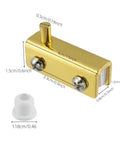 Killer Gold Glass Door Pivot Hinge Eight Piece Kit For Cabinet And Showcase Display Featuring Slick Clamp Design And Hassle Free Zero Drill Setup For Four To Six Millimeter Glass Panels small detail view with dimensions