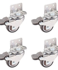 4 Pack 1.5 Inch L Shaped Swivel Casters With Brakes Quiet TPE Rubber Wheels Metal Housing Replacement Caster For Furniture Baby Beds Cabinets Carts And Tables 194 Lb Load Capacity