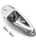 Slick Chrome Boat Style Guitar Output Jack Plate For Mono Electric Tone With Tight Grip Mounting Screws Solid Build Dope Finish Fender Strat Ready Hassle Free Upgrade with two mounting screws.