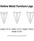 Diagram of 5.9 Inch Hollow Matte Black Steel Furniture Legs Set Of 4 Replacement Feet For Standard Sofas, Cabinets, TV Stands