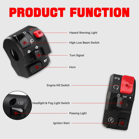 Seven Eighths Inch Twenty Two Millimeter Motorcycle Handlebar Switch Kit Left And Right Vintage Style Street Ready