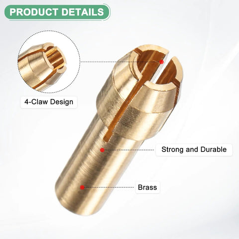 10 Pack Brass Dope Drill Chuck Collet Set For Rotary Tools And Electric Drills Fits One Eighth Inch And Three Point Two Millimeter Collets