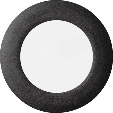 Front view of a 4 Inch LED Recessed Wafer Downlight Edge Lit Ultra Thin Matte Black Flat Trim 5 In 1 Switchable White Color Temperature 120V 90CRI