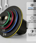 Ultra-Low Profile Impact Socket Adapter Set With 4 Pieces Magnetic Ratchet Tools For Tight Spaces And Stubby Socket Conversion From 14 To 34 Drive Sizes Making Your Repair Job A Total Win With Precision Engineering, color-coded metal adapters