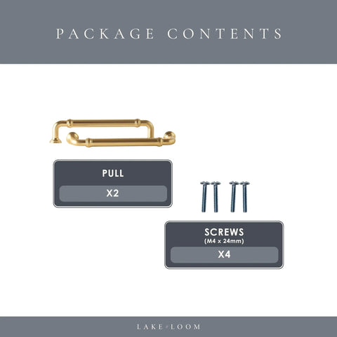 Brass Gold Cabinet Handles Two Pack 5 Inch 128mm Solid Zinc Alloy Drawer Pulls for Cabinets, Dressers, and Furniture, screws included