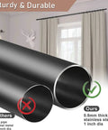 Comparison of thin curtain rod and Extra Long Curtain Rod 120 To 170 Inches, 1 Inch Heavy Duty Blackout Drapery Rod For Sliding Glass Doors.