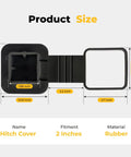 Universal 2 Inch Trailer Hitch Cover Plug Cap Rubber For 2x2 Receiver Tubes Class 3 4 5 Fits Most Trucks SUVs Jeeps And ATVs UTVs size diagram