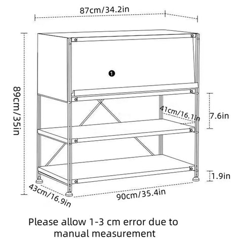 Diagram of 4 Tier Industrial Storage Shelf With Retro Display Rack And Magazine Holder For Bedroom Living Room Kitchen And Study Solid Wood Bookcase dimensions.