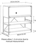 Dimensions of 4-Tier Industrial Storage Shelf With Retro Magazine Holder Dope Solid Wood Bookcase for Bedroom Living Room Kitchen Study