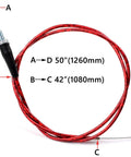 Red twist throttle cable part of Seven Eighths Inch 22mm Twist Throttle Cable Kit for Pit Dirt Bikes and ATVs, shown in coil format