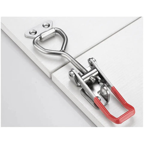 10 Piece Quick Release Toggle Clamp Set With Adjustable Anti Slip Push Pull Latch attached to wood surface