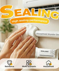 White Mastic Sealant Clay For Quick Duct Seals And Wall Crack Repairs applied around air conditioning duct, 6 Pack visible