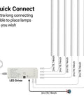 Diagram of Wood Slat Wall Panel LED Recessed Lighting Kit with 6 Pcs DC12V Adhesive Acoustic Panel Lights and Touch Switch
