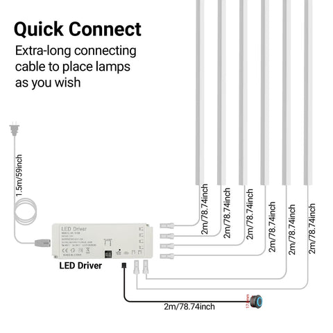 Diagram of Wood Slat Wall Panel LED Recessed Lighting Kit with 6 Pcs DC12V Adhesive Acoustic Panel Lights and Touch Switch