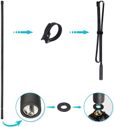 Dual Band Ham Radio Antenna 136 520 MHz Foldable 42.5 Inch CS Tactical SMA Female Omni Directional 50 Ohm 3.5 dBi Gain