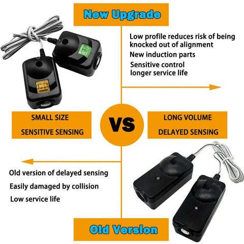 Comparison of new and old garage door sensors for Upgraded 820CB Garage Door Sensor Kit With Bracket For LiftMaster Chamberlain Craftsman Openers After 1997 Replacement 41A5034 G801CB P 801CB 041 0136 Compatible No Programming Required No Brainer Install.