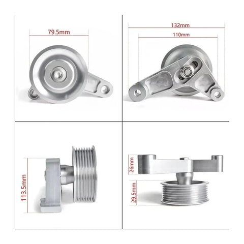 Heavy Duty Adjustable Aluminum Idler Pulley Kit For K-Series Honda Civic And Integra K24 Swap With Belt That Fits Direct Bolt On No Mods Needed Perfect Fit And Reliable Performance For Your JDM Ride, 74mm pulley dimensions