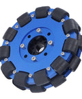 5-inch omni wheel for robots, aluminum hub, blue metal roller