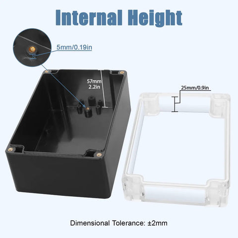 Weatherproof Electrical Junction Box With Clear Cover IP65 Waterproof ABS Plastic Case with internal height measurements