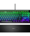 Top Shelf Mechanical Gaming Keyboard Featuring Heavy Duty Aluminum Chassis And Smart Display For Live Game Stats Discord Chats And Spotify Tracks, RGB backlit keys and wrist rest.