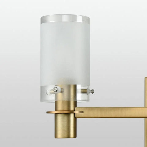Close-up of frosted glass shade and gold finish on Three Light Vanity Wall Sconce With Explosion-Proof Frosted Glass Shade, Dope Gold Plated Modern Bath Fixture For Bathroom Mirrors, Hardwired, ETL Dry Location Rated, Mounts Up Or Down, Easy To Install.