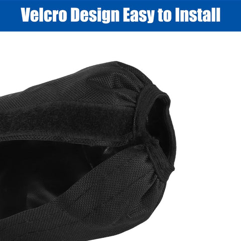 Close-up of Velcro design on 270mm Rear Shock Absorber Protector Cover for Dirt Bikes, ATVs, Quads in black material