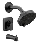 Genta LX Matte Black Shower Set With Pressure Balancing Valve Modern Lever Handle High Flow Showerhead And Tub Spout Bold Matte Finish