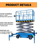Heavy Duty Electric Hydraulic Scissor Lift Table Mobile Industrial Cargo Platform 16 Feet Adjustable with guardrails and scissor fork detail.