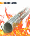 Heavy Duty Aluminized Heat Shield Sleeve Built Tough To Slap Right Over Scorching Exhaust Lines Shields Cables And Hoses From Brutal Radiant Engine Temps During Peak Summer Grind, showcasing heat resistance and protective material.