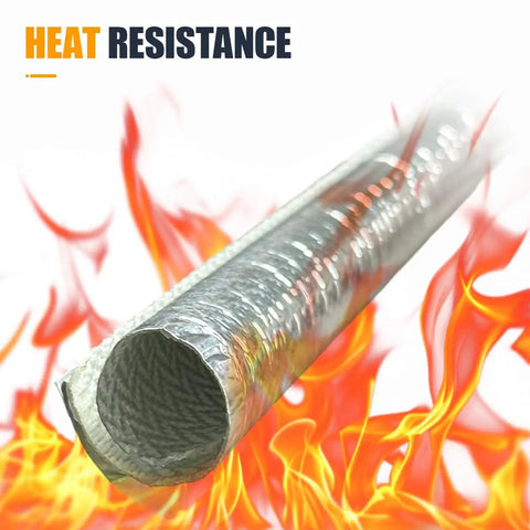 Heavy Duty Aluminized Heat Shield Sleeve Built Tough To Slap Right Over Scorching Exhaust Lines Shields Cables And Hoses From Brutal Radiant Engine Temps During Peak Summer Grind, showcasing heat resistance and protective material.