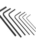 Super Cool Mini Metric Hex Key Set With Seven L Shaped Small Metal Wrenches For Furniture DIY Repairs Electronics And Precision Hand Tool Jobs That Fit Any Pocket Perfectly, black steel set