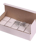 Box containing Crystal Glass Cabinet Knobs Set of 10 Diamond Shape 30mm Clear Drawer Pulls for Cabinets Dresser Cupboard Wardrobe With 0.8 Inch Screw