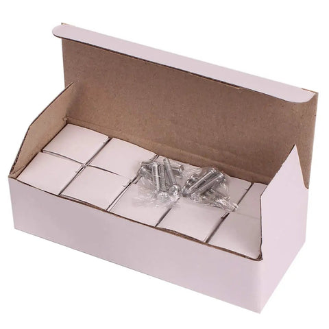Box containing Crystal Glass Cabinet Knobs Set of 10 Diamond Shape 30mm Clear Drawer Pulls for Cabinets Dresser Cupboard Wardrobe With 0.8 Inch Screw