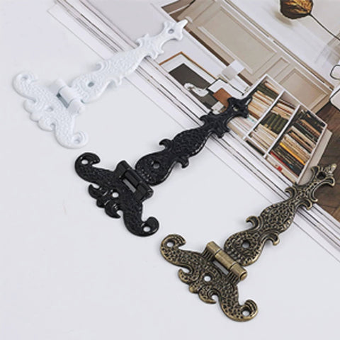 Decorative Zinc Alloy Tee Hinge White Finish T Strap Hinges For Doors And Wooden Boxes 4.45 Inch Long Showing Three Colors