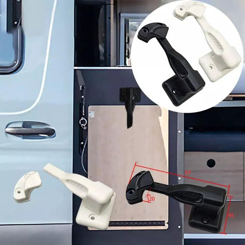 Push To Open Cabinet Latch Lock For RV Cupboard Drawers Replacement For Camper Trailer Boat Black No Tools Needed shown in use