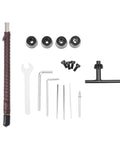 Tools and accessories for the 96W Mini Wood Lathe Machine with copper motor, including wrenches and collets.