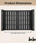 Heavy Duty Under Desk Laptop Mount With Super Smooth Gliding Steel Tray, dimensions showing black steel construction and screws.