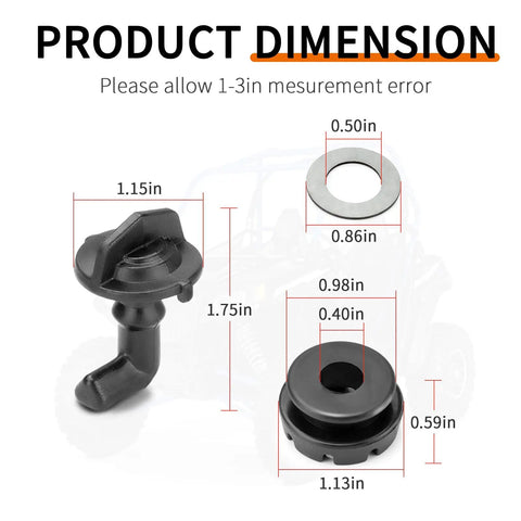 2Pcs Hood Latch Toggle Kit With Grommets And Washers For RZR 570 800 900 2010 2011 2012 2013 2014 2015 2016 2017 2018 2019 2020 2021 2022 Replacement Upgrade Easy Install And Secure Fit For Off Road Adventures dimensions diagram
