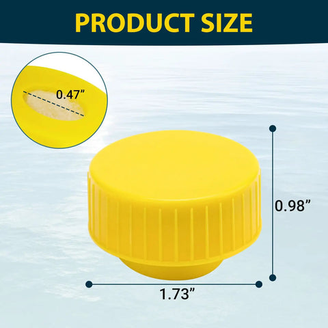 Heavy Duty Pump Reservoir Cap For Power Pole Hydraulic Pumps And Mercury Trim Systems shown with size measurements of 1.73" and 0.98".