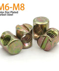 Heavy Duty Barrel Nuts And Cross Dowels For Furniture M6 M8 Slotted Steel Or Stainless With Zinc Plating Pack Of 10 20 50