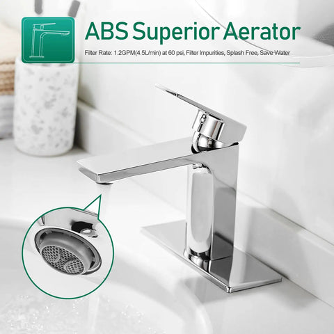 Chrome Single Handle Bathroom Faucet With Pop Up Drain And Flexible Water Lines 4 Inch Center Set Vanity Sink Tap