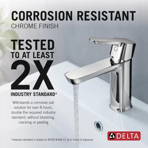 Modern Chrome One Hole Bathroom Faucet With Push-Pop Drain, Vanity Sink Faucet For 4-Inch Install, corrosion resistant