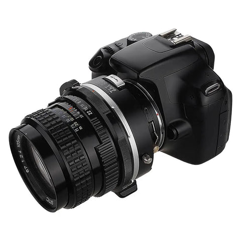 Tilt Shift Lens Mount Adapter For Canon EOS From Pentax 6x7 Lenses, 10 Degree Tilt, 10mm Shift Each Way, 360 Degree Rotation, Precise Fit, No Play, Black mounted on Canon EOS camera with Pentax 6x7 lens