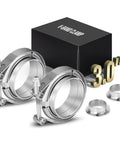 Stainless Steel 304 V Band Clamp Kit For Turbocharger Exhaust Two Pack Heavy Duty No Leak Design Fits 3.0 Inch Downpipes