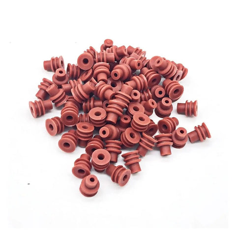 Heavy Duty 1-6 Pin Weather Pack Connector Kit With Sealed Plug And Female Male Terminal For Auto Wiring Repair Up To 18-14 Gauge Wire, red seals