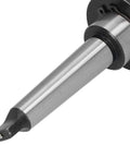 Close-up of MT2 annular cutter arbor with 3/4 in Weldon shank, metallic drill/mill extension rod
