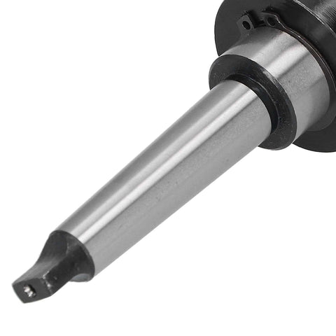 Close-up of MT2 annular cutter arbor with 3/4 in Weldon shank, metallic drill/mill extension rod