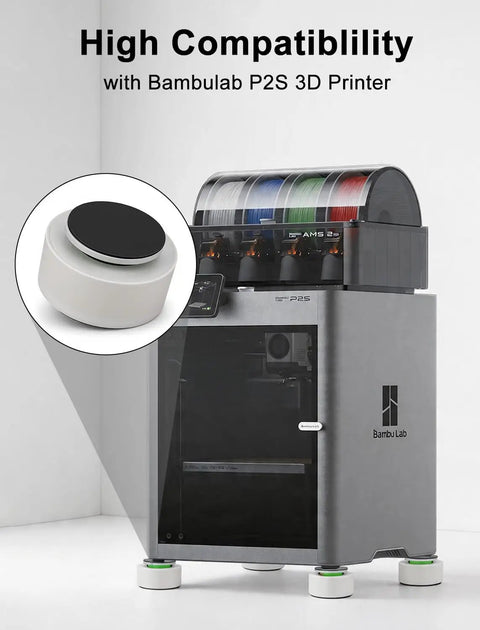 Bambu Lab P2S 3D printer with anti vibration feet for 3D printers four pack shock absorbing pads for stable prints