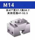 Rock Solid Cnc Machining Tabletop Adjustable Side Clamping Block Precision Vice With Heavy Duty Wedge Quick Change Fixturing M14 side view showing steel construction and mounting holes.